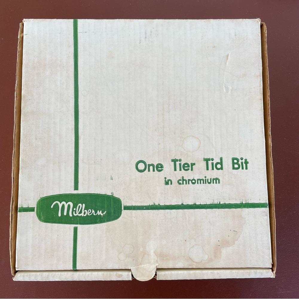 Vintage MCM Milbern One Tier Tid Bit Serving Tray with Original Box - Picture 2 of 8